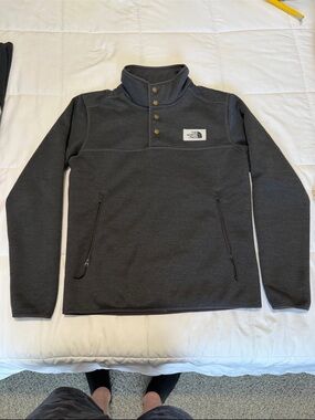 The North Face Charcoal Gray Sherpa-Lined Snap Pullover